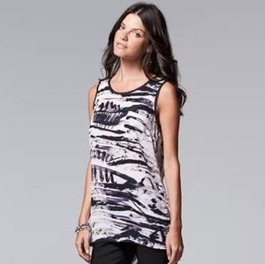 Simply Vera Wang Print Drape Back Crepe Tank SZ MEDIUM NWOT